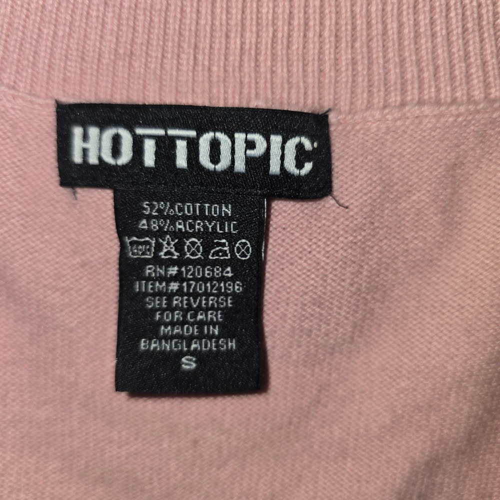Hot Topic Sweater Vest Small Womens Pink Strawberry V-Neck Knit Cottagecore - Picture 2 of 6